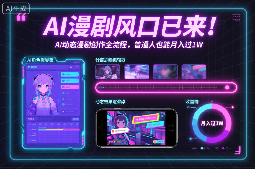 AI漫剧风口已来！AI动态漫剧创作全流程，普通人也能月入过1W-禾谷轻创网
