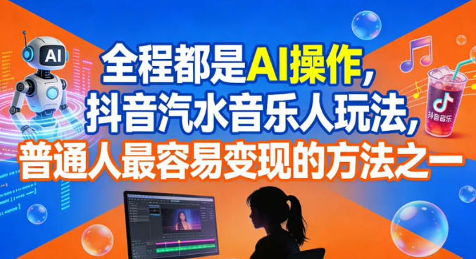 全程都是AI操作，抖音汽水音乐人玩法，普通人最容易变现的方法之一-禾谷轻创网