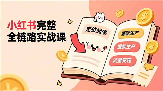 小红书完整全链路实战课，定位起号、爆款生产、流量变现，实现稳定出单，净利润可观-禾谷轻创网