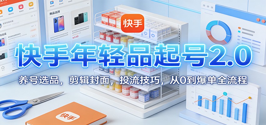 快手年轻品起号2.0：养号选品，剪辑封面，投流技巧，从0到爆单全流程-禾谷轻创网