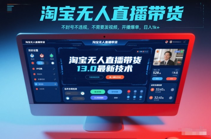 淘宝无人直播带货13.0最新技术，不封号不违规，不需要发视频，开播爆单，日入1k+【揭秘】-禾谷轻创网