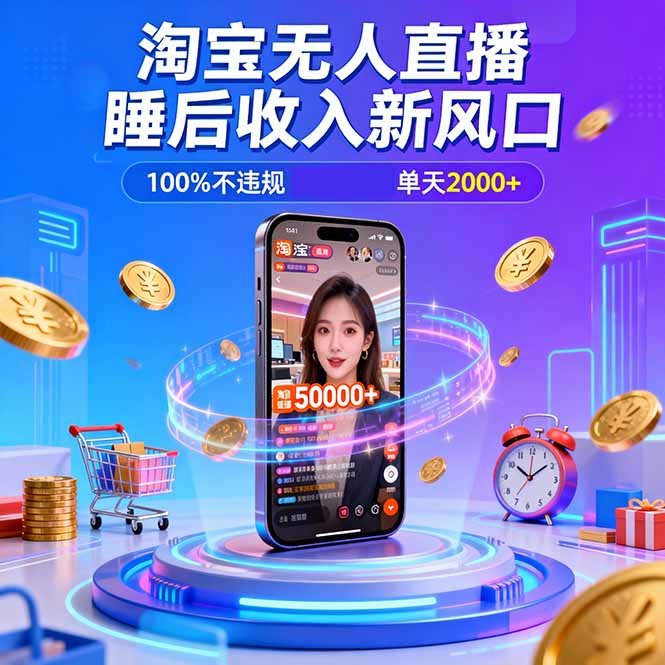 淘宝无人直播，不违规不封号，直播100小时卖了5万，年底旺季！-禾谷轻创网