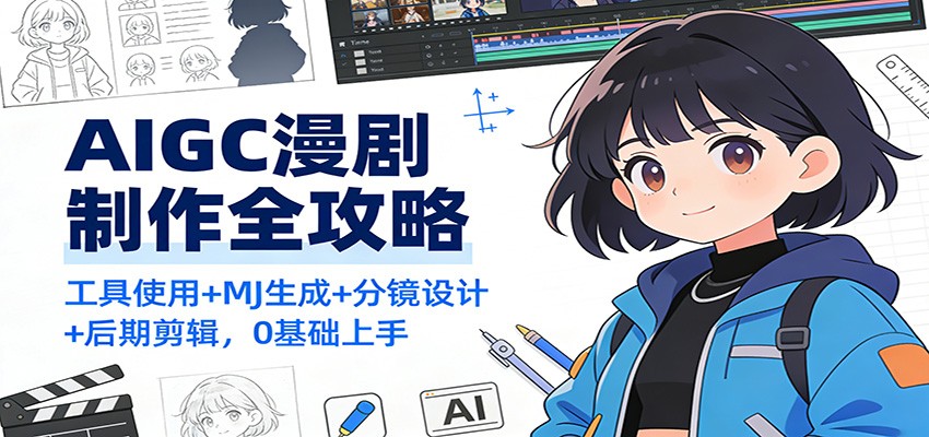 AIGC漫剧制作全攻略：工具使用+MJ生成+分镜设计+后期剪辑，0基础上手-禾谷轻创网