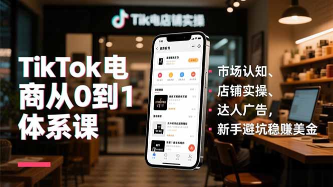 TikTok电商从0到1体系课，市场认知、店铺实操、达人广告，新手避坑稳赚美金-禾谷轻创网