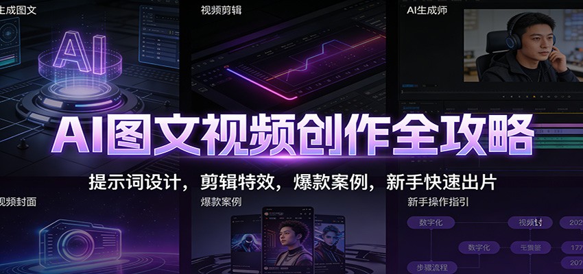 AI图文视频创作全攻略：提示词设计，剪辑特效，爆款案例，新手快速出片-禾谷轻创网