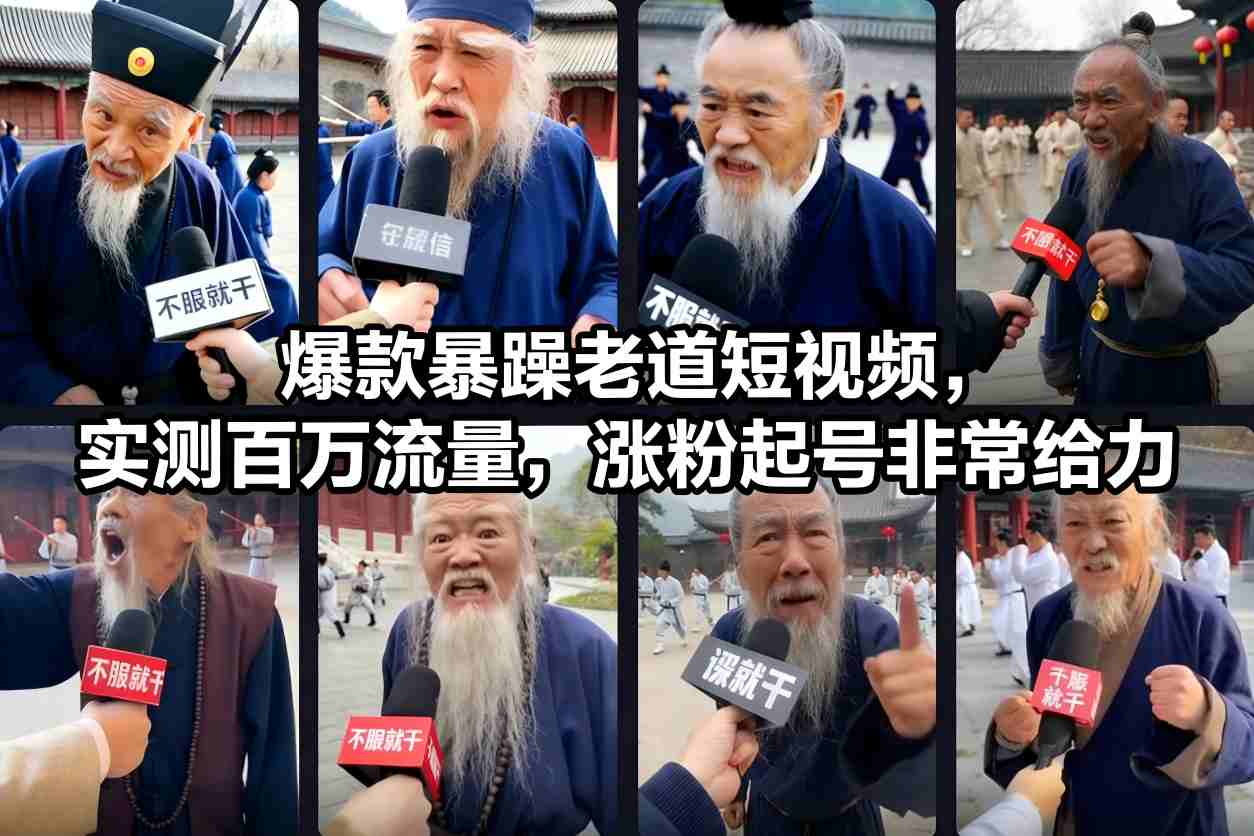 爆款暴躁老道短视频，实测百万流量，涨粉起号非常给力-禾谷轻创网