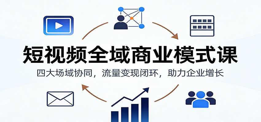 短视频全域商业模式课：四大场域协同，流量变现闭环，助力企业增长-禾谷轻创网