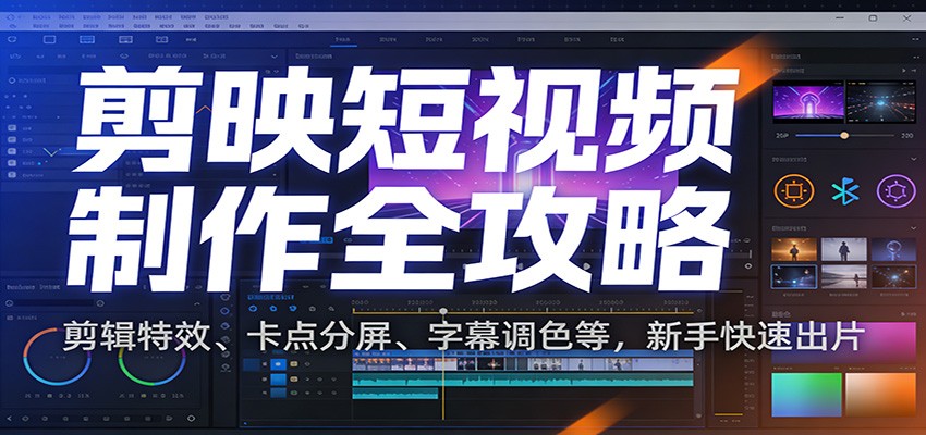 剪映短视频制作全攻略：剪辑特效、卡点分屏、字幕调色等，新手快速出片-禾谷轻创网