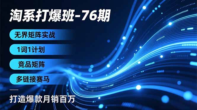 淘系打爆班-76期，无界矩阵实战，1词1计划、竞品矩阵、多链接赛马，打造爆款月销百万-禾谷轻创网