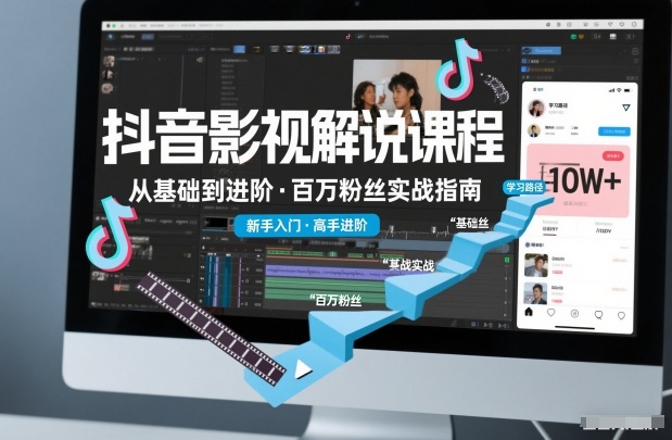 抖音百万粉丝影视解说课程，基础到进阶课，适合新手和进阶学习-禾谷轻创网