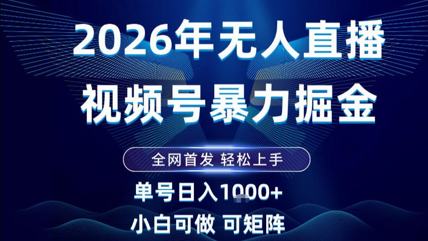 2026最新视频号无人直播掘金，全网首发，小白可以玩，长期稳定日入1k+【揭秘】-禾谷轻创网