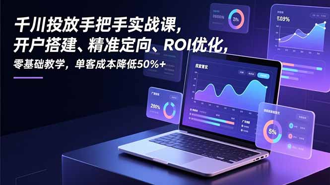 千川投放手把手实战课，开户搭建、精准定向、ROI优化，零基础教学，单客成本降低50%+-禾谷轻创网