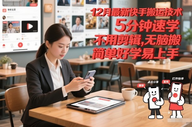 12月最新快手搬运技术，5分钟速学，不用剪辑无脑搬，简单好学易上手-禾谷轻创网