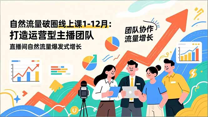 自然流量破圈线上课1-12月更新：打造运营型主播团队 直播间自然流量爆发式增长-禾谷轻创网