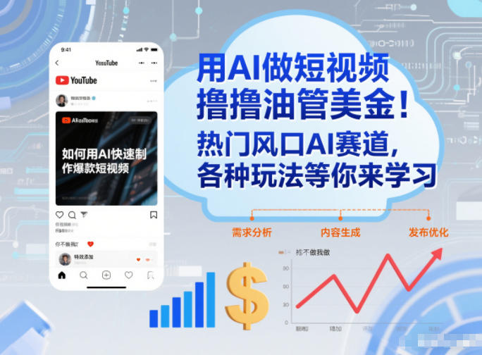 用AI做短视频撸油管美金，热门风口AI赛道，你不做我做，各种玩法等你来学习-禾谷轻创网