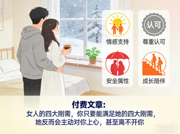 付费文章：女人的四大刚需，你只要能满足她的四大刚需，她反而会主动对你上心，甚至离不开你-禾谷轻创网