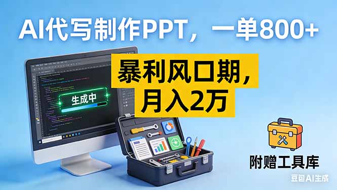 AI代写制作PPT，一单800+， 暴利风口期，月入2万【附工具】-禾谷轻创网