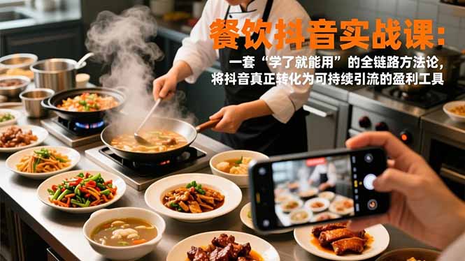 餐饮抖音实战课：一套“学了就能用”的全链路方法论，将抖音真正转化为可持续引流的盈利工具-禾谷轻创网