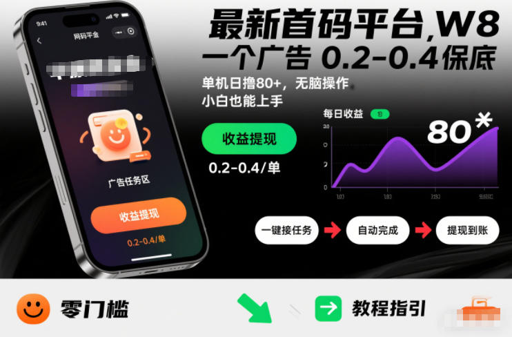 最新首码平台，一个广告 0.2-0.4 保底，单机日撸80+，可矩阵无脑操作，小白也能上手【揭秘】-禾谷轻创网