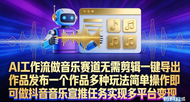 AI工作流做音乐赛道，无需剪辑，一键导出作品发布，一个作品多种玩法，简单操作即可做抖音音乐宣推任务-禾谷轻创网
