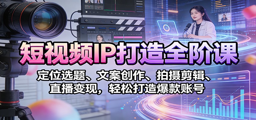 短视频IP打造全阶课：定位选题、文案创作、拍摄剪辑、直播变现，轻松打造爆款账号-禾谷轻创网