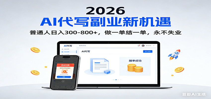 2026 副业首选！AI 代写日入 300-800，普通人0门槛，做一单结一单！-禾谷轻创网