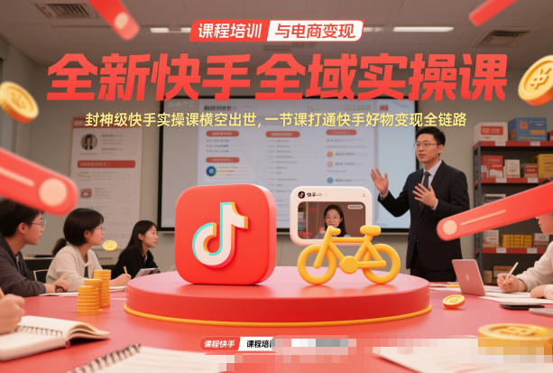 全新快手全域实操课，封神级快手实操课横空出世，一节课打通快手好物变现全链路-禾谷轻创网