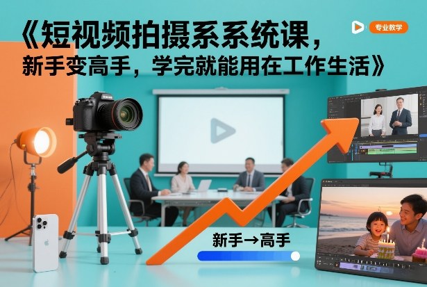 短视频拍摄系统课，新手变高手，学完就能用在工作生活-禾谷轻创网