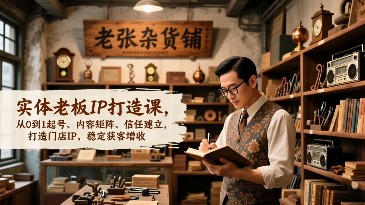 实体老板IP打造课，从0到1起号、内容矩阵、信任建立，打造门店IP，稳定获客增收-禾谷轻创网