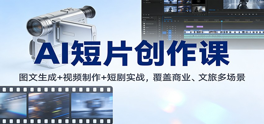 AI短片创作课：图文生成+ 视频制作+短剧实战，覆盖商业、 文旅多场景-禾谷轻创网