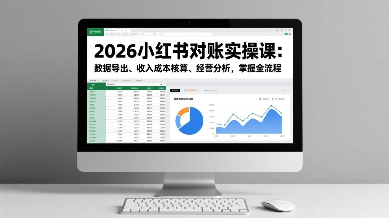2026小红书对账实操课：数据导出、收入成本核算、经营分析，掌握全流程-禾谷轻创网