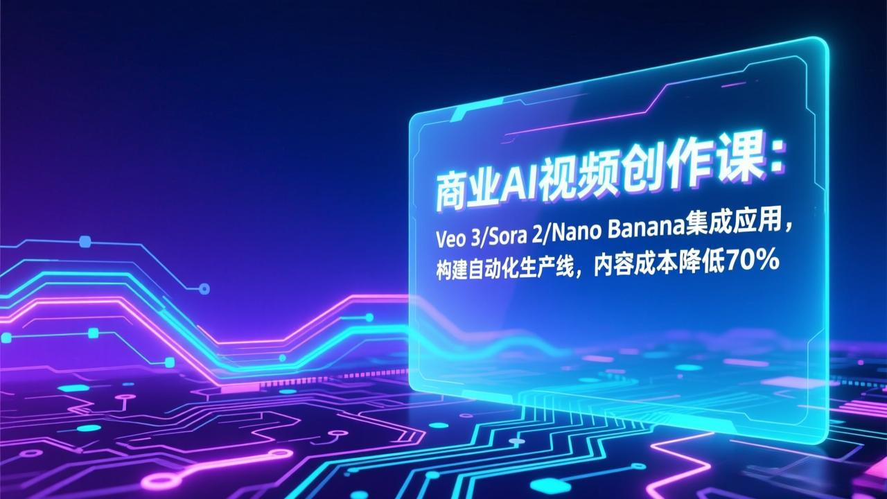 商业AI视频创作课：Veo 3/Sora 2/Nano Banana集成应用，构建自动化生产线，内容成本降低70%-禾谷轻创网