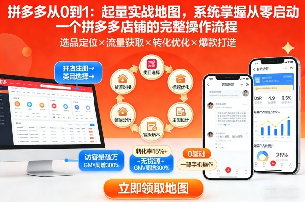 拼多多从0到1：起量实战地图，系统掌握从零启动一个拼多多店铺的完整操作流程-禾谷轻创网