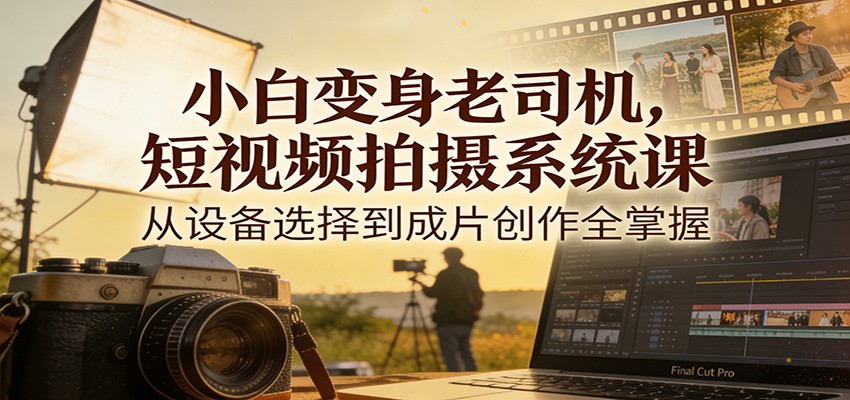 小白变身老司机，短视频拍摄系统课，从设备选择到成片创作全掌握-禾谷轻创网