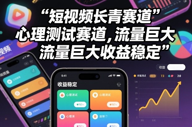 短视频长青赛道，心里测试赛道，流量巨大，收益稳定-禾谷轻创网