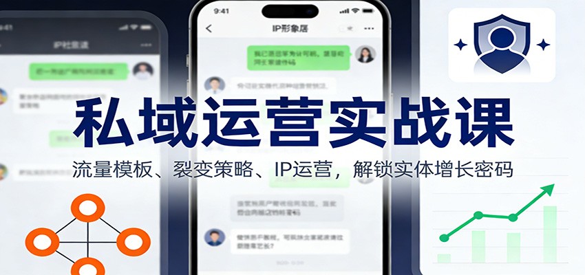 私域运营实战课：流量模板、裂变策略、 IP运营，解锁实体增长密码-禾谷轻创网