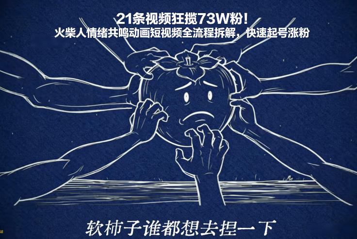 21条视频狂揽73W粉！火柴人情绪共鸣动画短视频全流程拆解，快速起号涨粉-禾谷轻创网
