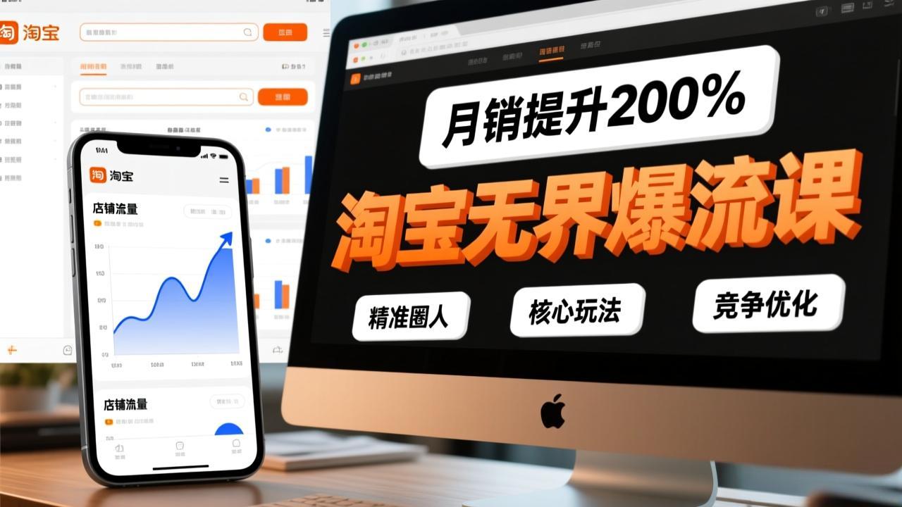 淘宝无界爆流课，精准圈人、核心玩法、竞争优化，快速引爆店铺流量，月销提升200%-禾谷轻创网