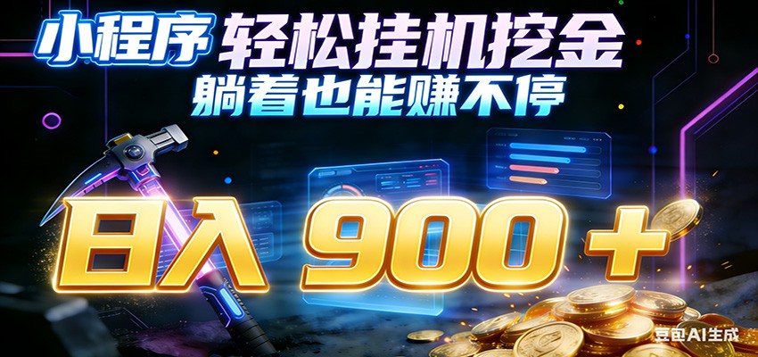 小程序挂机挖金，自动赚金币换现金，多号并行日入900+，轻松搞副业-禾谷轻创网