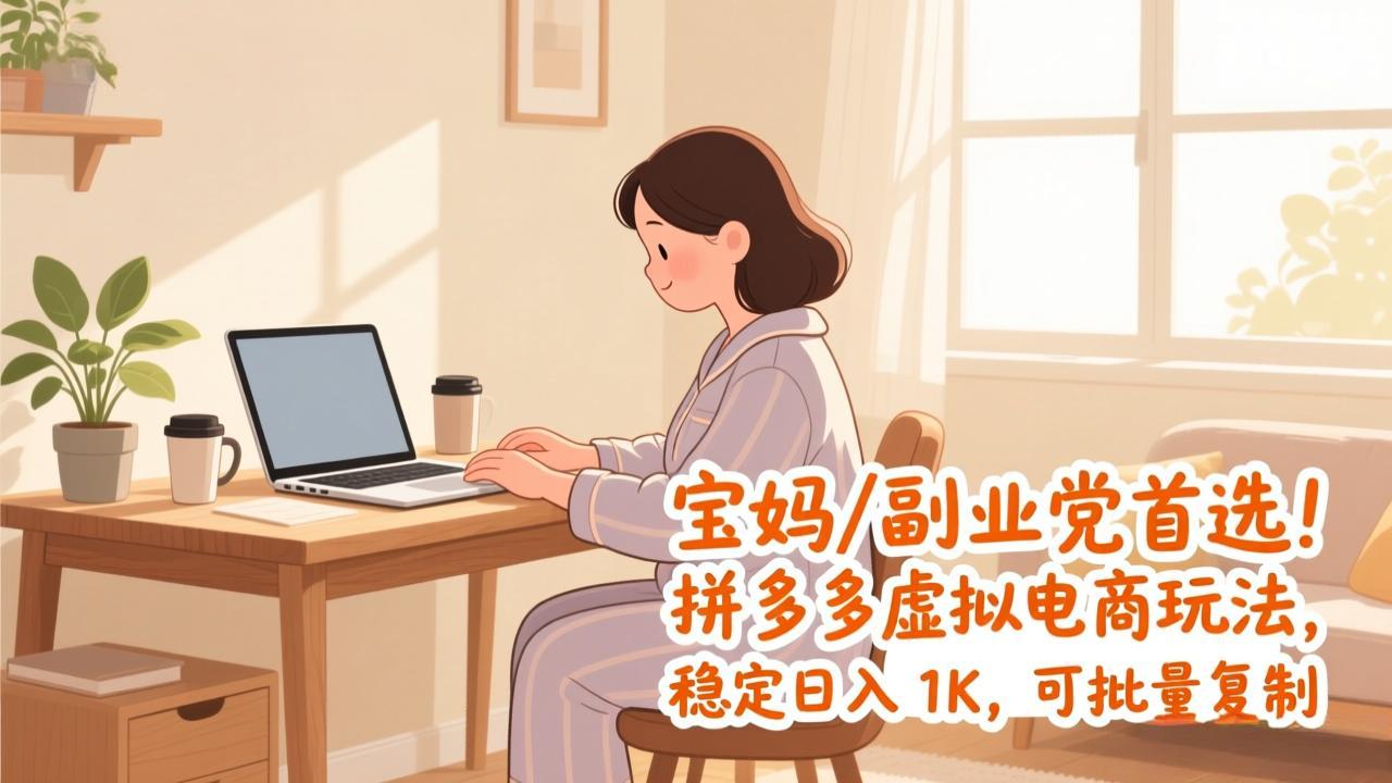 宝妈 / 副业党首选！拼多多虚拟电商玩法，稳定日入 1K，可批量复制-禾谷轻创网