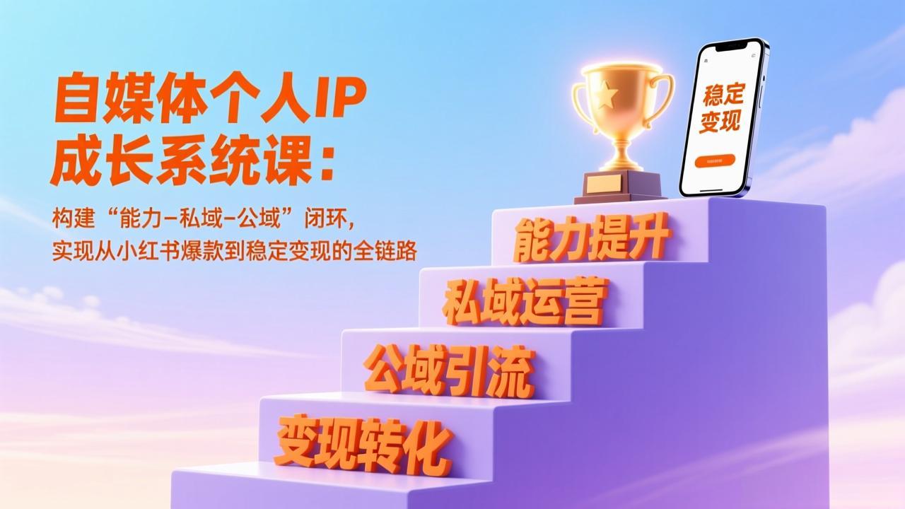 自媒体个人IP成长系统课：构建“能力-私域-公域”闭环，实现从小红书爆款到稳定变现的全链路-禾谷轻创网