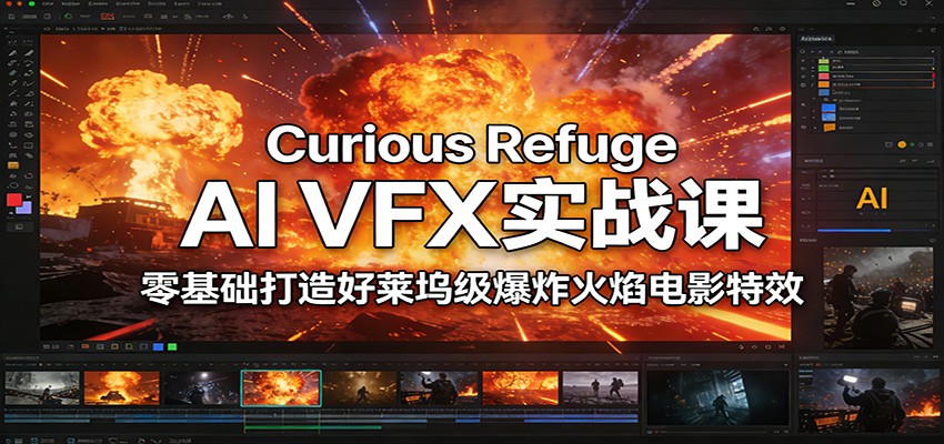 Curious Refuge AI VFX实战课，零基础打造好莱坞级爆炸火焰电影特效-禾谷轻创网