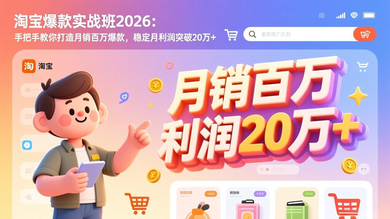 淘宝爆款实战班2026：手把手教你打造月销百万爆款，稳定月利润突破20万+-禾谷轻创网