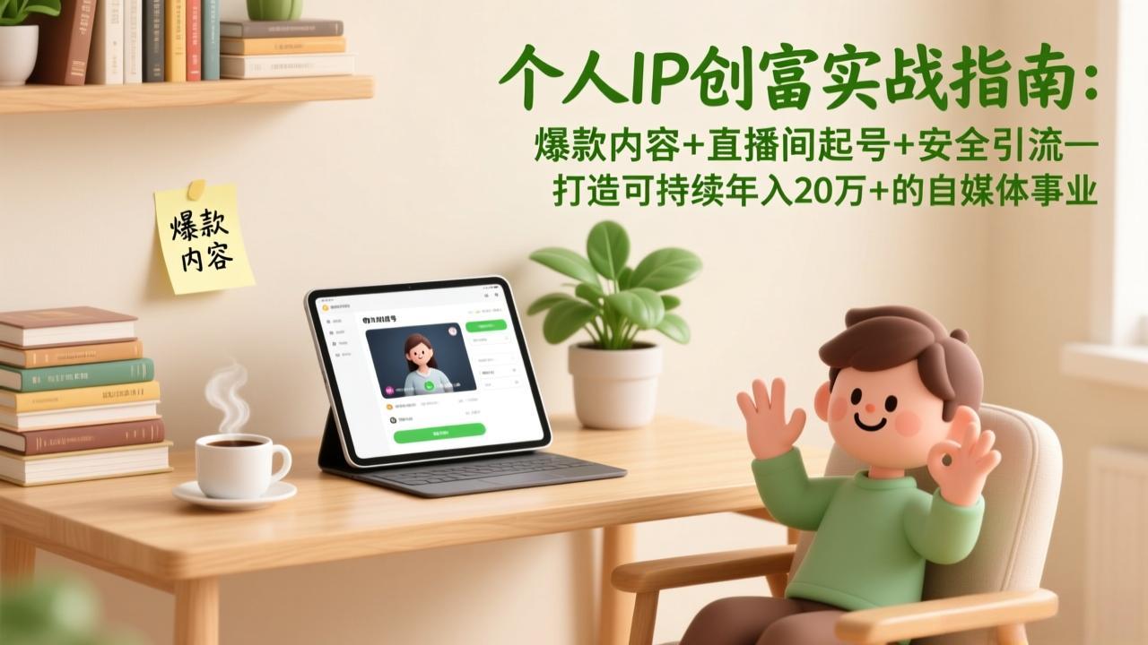 个人IP创富实战指南：爆款内容+直播间起号+安全引流，打造可持续年入20万+的自媒体事业-禾谷轻创网