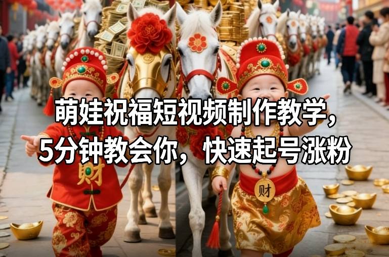 萌娃祝福短视频制作教学，5分钟教会你，快速起号涨粉-禾谷轻创网