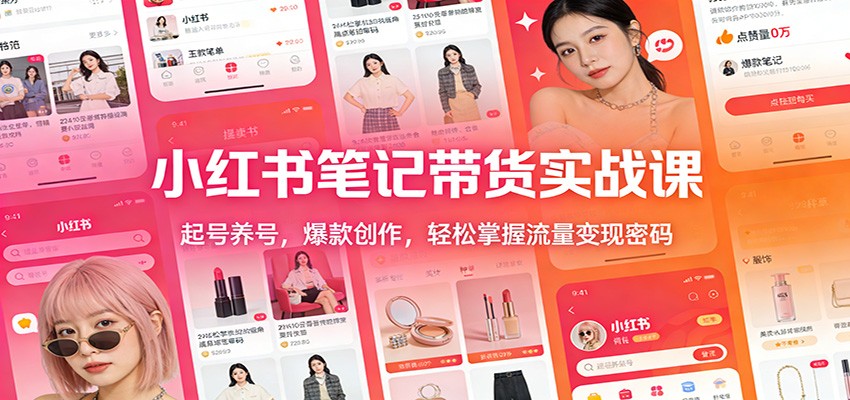 小红书笔记带货实战课：起号养号，爆款创作，轻松掌握流量变现密码-禾谷轻创网