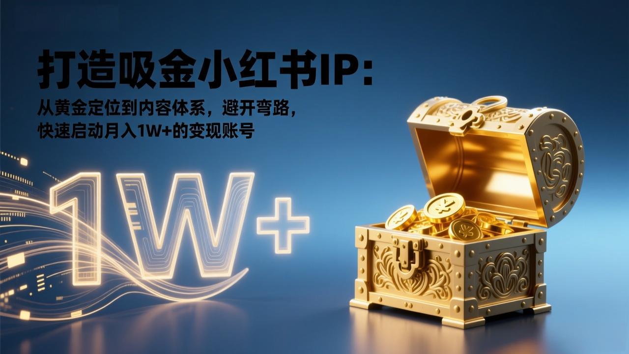 打造吸金小红书IP：从黄金定位到内容体系，避开弯路，快速启动月入1W+的变现账号-禾谷轻创网