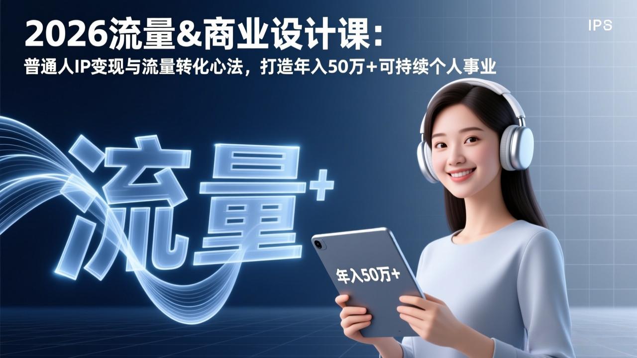 2026流量&商业设计课：普通人IP变现与流量转化心法，打造年入50万+可持续个人事业-禾谷轻创网