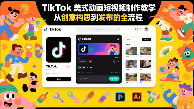 TikTok美式动画短视频制作教学，从创意构思到发布的全流程-禾谷轻创网