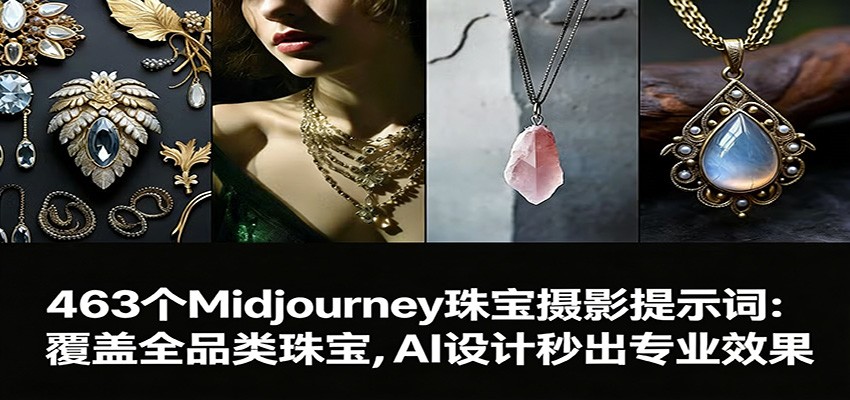 463个Midjourney珠宝摄影提示词：覆盖全品类珠宝，AI设计秒出专业效果-禾谷轻创网